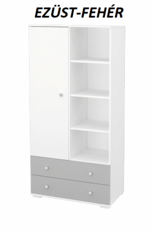 TIMBA ERIK 1 Ajtós 2 fiókos állószekrény EZÜST-FEHÉR SZÍNBEN