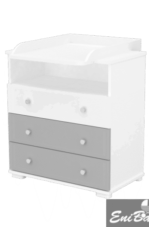 TIMBA ERIK 80-as Pelenkázószekrény - Ezüst-fehér