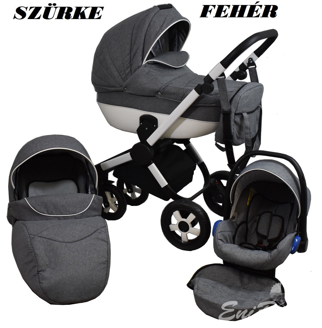TAVASZI AKCIÓ!! 3:1 BABAKOCSI BABYCRUISER HIRO 11 SZÍNBEN, FEKETE VAGY FEHÉR VÁZZAL! - Image 3