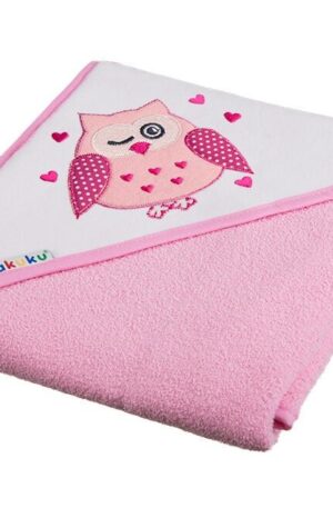 Törölköző 80x80cm Akuku pink  baglyocska