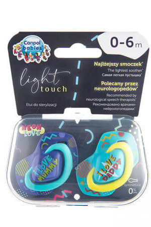 Canpol babies nyugtató cumi Neon Love 2db. szilikon, anatómiai A 0-6 hó
