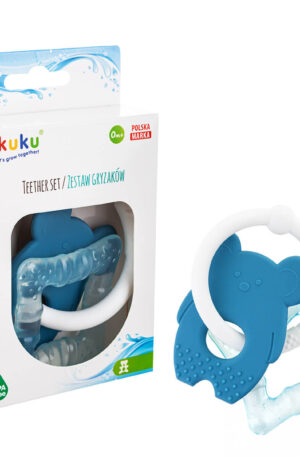 Akuku szilikon és hűthető baba rágóka – egér és négyzet, 2 darabos szett