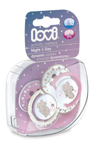 Lovi Dinamikus nyugtató cumi Night&Day Lány Víziló 6-18hó 2db Készleten