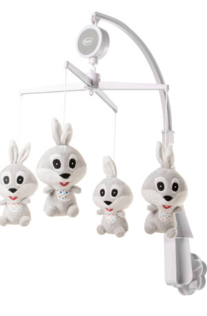 4Baby Plüss forgó zenélő szürke nyuszik, Készleten.