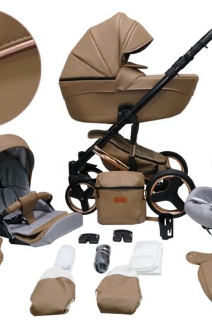 TAVASZI AKCIÓ!! BABAKOCSI 3:1 MIKRUS COMODO BRONZ KOL: 16 BÉZS ECOBŐR KÉSZLETEN, AZONNAL ELVIHETŐ!!