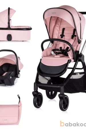 TAVASZI AKCIÓ! Chipolino Marbella 3 az 1-ben babakocsi - Pink Marshmallow Készleten