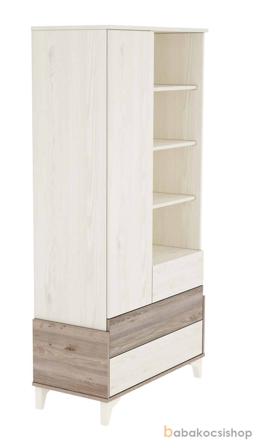 Timba KLOÉ 3 Fiókos 1 ajtós állószekrény, KRÉM-FŰZ SZÍNBEN - Image 4