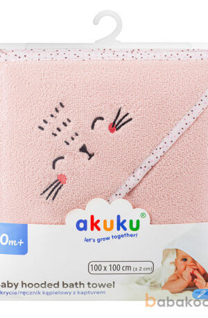 Akuku kapucnis fürdőlepedő pink 100x100 cm pamut KÉSZLETEN.