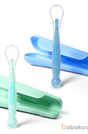 BabyOno puha szilikon etetőkanál tapadókorongos, védőtokkal --1461/01