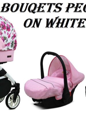 TAVASZI AKCIÓ!! 3:1 BABAKOCSI BABYLUX COLORLUX BOUQUETS PEONY ON WHITE, KÉSZLETEN, AZONNAL ELVIHETŐ!!