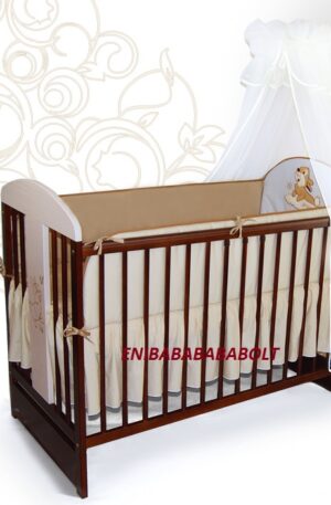 TOMI 4 RÉSZES ÁGYNEMŰ HUZAT, HÍMZETT BÉZS NYUSZIS, KÉSZLETEN, AZONNAL ELVIHETŐ!